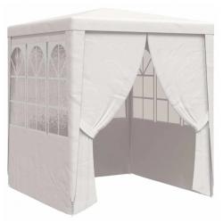 Tente réception avec parois latérales 2x2 m blanc polyéthylène acier pratique extérieur