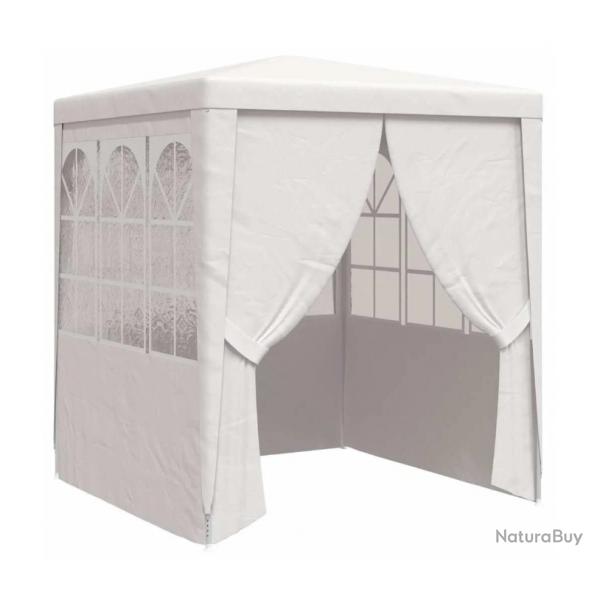 Tente rception avec parois latrales 2x2 m blanc polythylne acier pratique extrieur