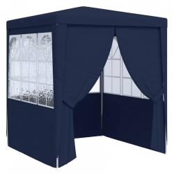 Tente réception avec parois latérales 2x2 m bleu polyéthylène acier pratique extérieur