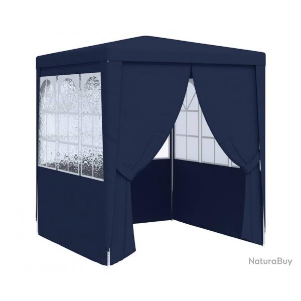 Tente rception avec parois latrales 2x2 m bleu polythylne acier pratique extrieur