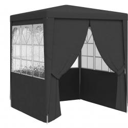 Tente réception avec parois latérales 2x2 m anthracite polyéthylène acier pratique extérieur