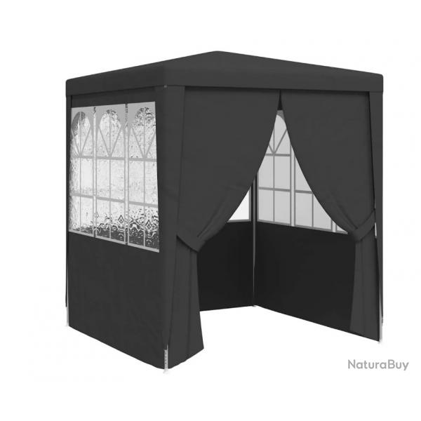 Tente rception avec parois latrales 2x2 m anthracite polythylne acier pratique extrieur