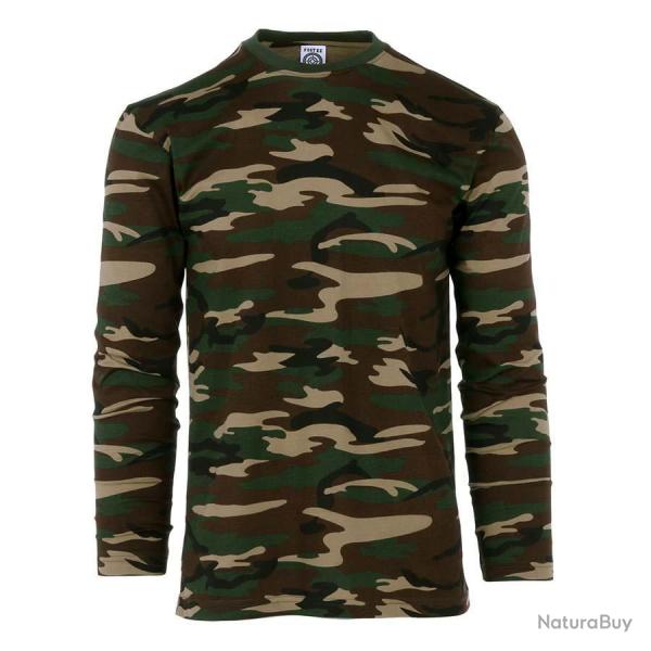 Tee shirt manches longues camouflage woodland (Taille M)