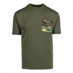 Tee shirt uni avec poche camouflage (Couleur Kaki, Taille M)