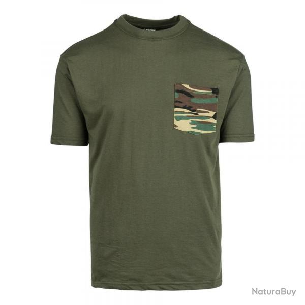 Tee shirt uni avec poche camouflage (Couleur Kaki, Taille 2XL)