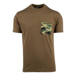 Tee shirt uni avec poche camouflage (Couleur Coyote, Taille L)