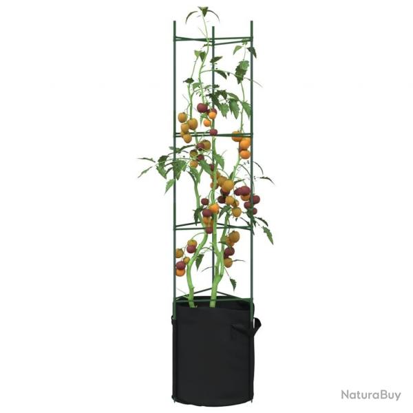 Cages  tomates avec sacs  plantes 8 pcs 154 cm acier et PP