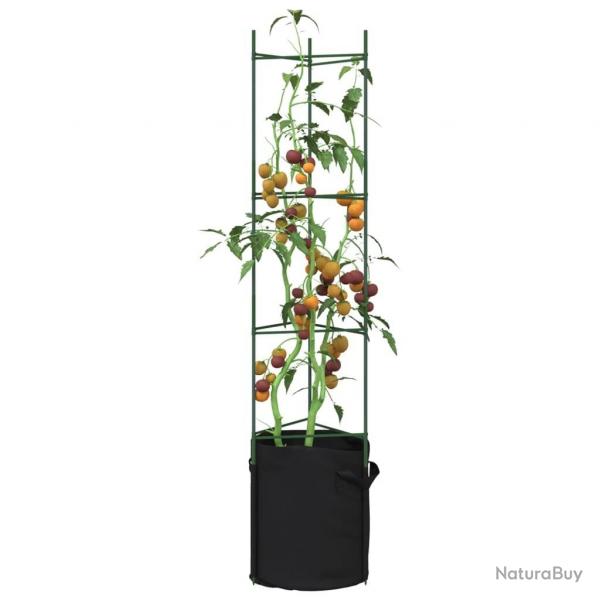 Cages  tomates avec sacs  plantes 4 pcs 154 cm acier et PP