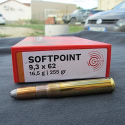 20 cartouches SOFT POINT en 9.3x62 /255 gr de GECO