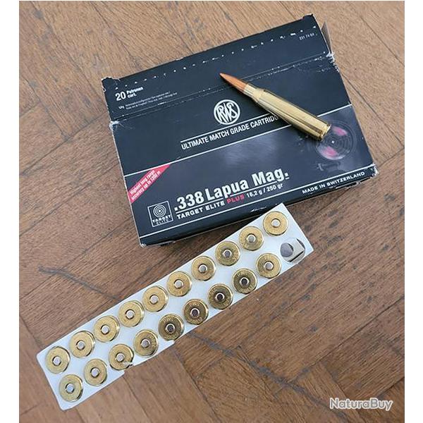 Une bote de cartouches en 338 Lapua Magnum RWS Target Elite Plus 250 grs