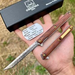 Couteau pliant damas obespina Skip bois Poirier marque française numéroté #312