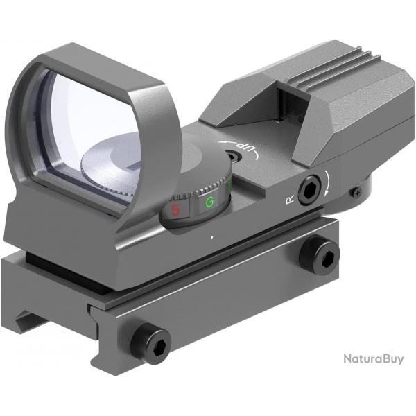 Viseur Point Rouge RS28  Reflex Sight 1x33mm 4 Rticules 5 Niveaux de Luminosit Rouge/Vert Gris
