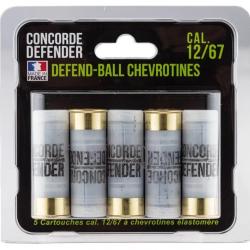 5 cartouches Defend-Ball cal. 12/67 chevrotines Elastomere Cal. 12