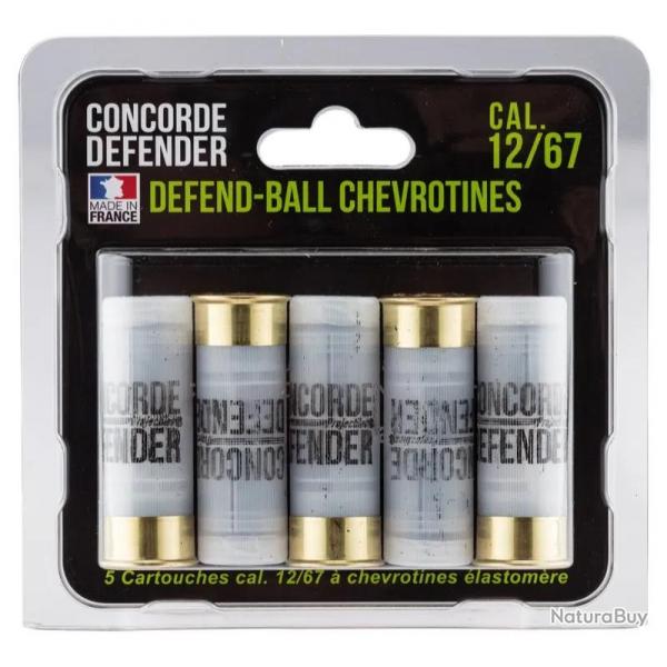 5 cartouches Defend-Ball cal. 12/67 chevrotines Elastomere Cal. 12