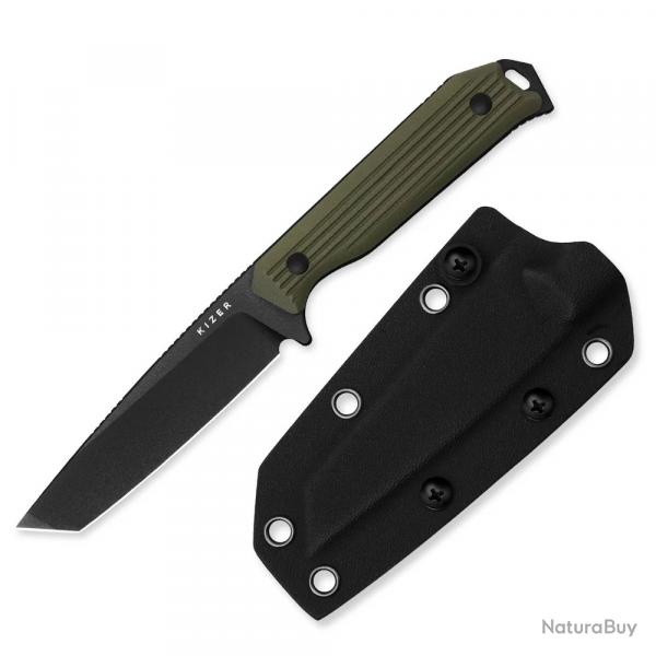 Couteau Kizer Begleiter Fix Tanto Lame Acier AEB-L Manche Green G10 Etui Kydex KI1045MT2