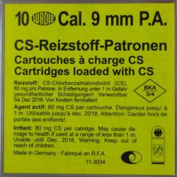 Cartouches à gaz PA CS - Cal. 9 mm x10