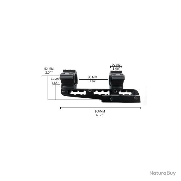 Montage monobloc Cantilever pour lunette Konus universel 25,4 & 30 mm - Rail 11/21 mm