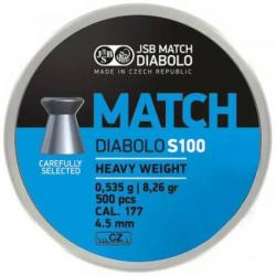 Plombs JSB Match Diabolo S100 4.5 mm 8.25 grain
