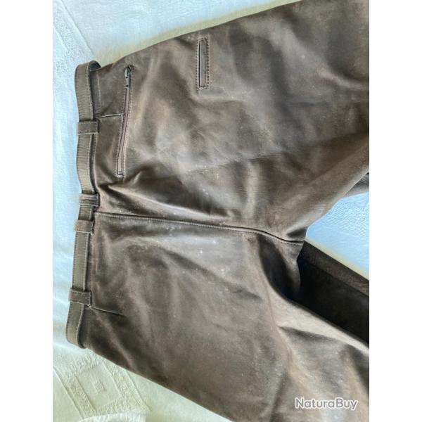 Pantalon cuir marron de chasse