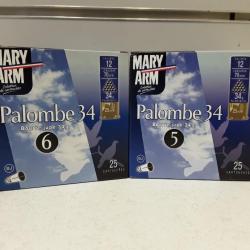 Lot de 50 cartouches Mary arm PALOMBE cal.12 34g bourre jupe