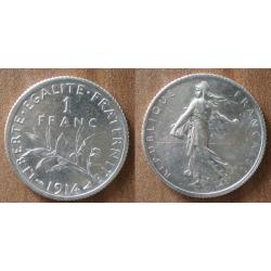 France 1 Franc 1914 Semeuse Piece Argent Francs