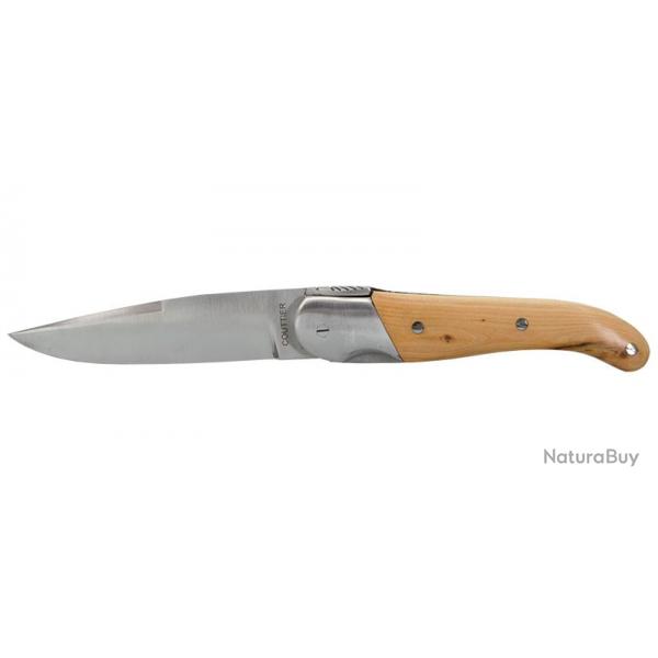 Couteau Chasse Couttier - Lame 105mm - Manche Genvrier avec guillochage - Etui cuir