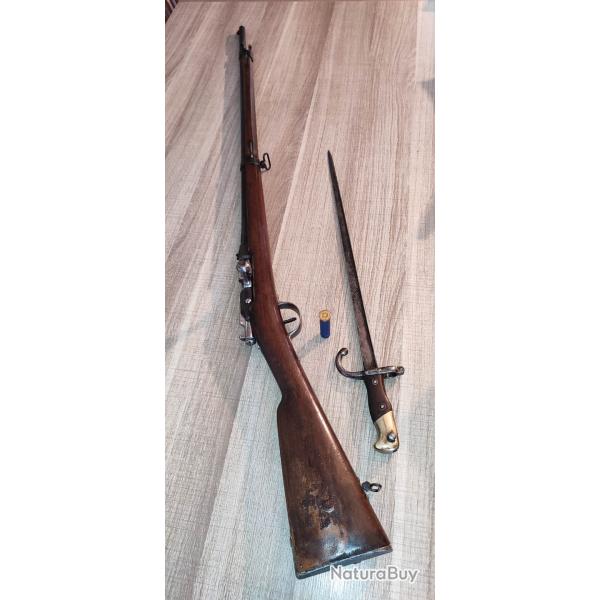 Fusil gras 1874 chasse calibre 24 Manufacture D'Armes et Cycles Saint Etienne,ft long et baonnette