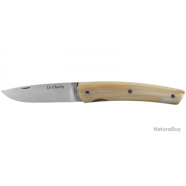 Couteau Le Charly - Lame 90mm - Manche Pointe de Corne - Etui cuir