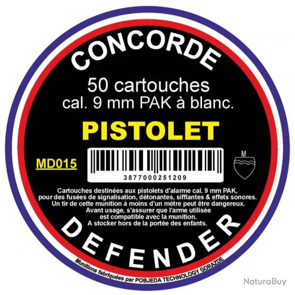 Bote de 50 cartouches cal. 9 mm PAK  blanc 9 mm PAK
