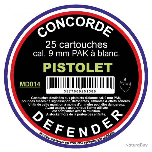 Bote de 25 cartouches cal. 9 mm PAK  blanc 9 mm PAK