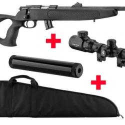Pack carabine BO Manufacture cal. 22 LR lunette 3-9x40 + Silencieux + fourreau 22 LR