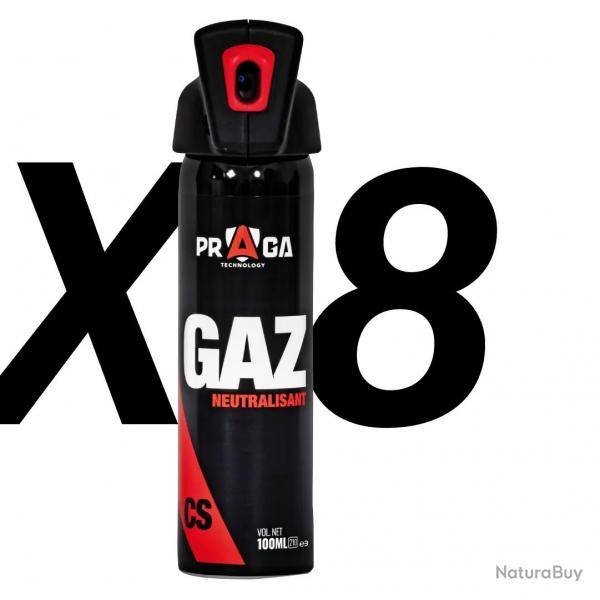 Pack bombes de dfense gaz CS 100 ml x8