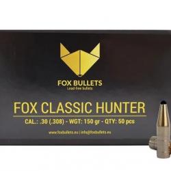 Ogive sans plomb Fox Bullets Classic Hunter 308 - 150 Gr x50