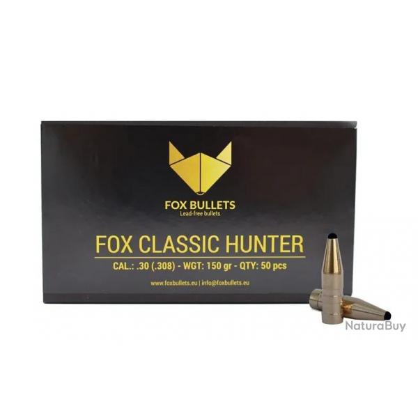 Ogive sans plomb Fox Bullets Classic Hunter 308 - 150 Gr x50