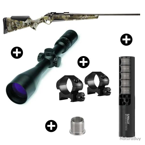 Pack affût Benelli Lupo Grey Elevated II + Lunette Burris Four XE 3-12x56 + Modérateur Hausken JD224