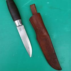 ANCIEN PUUKKO  " HELLE "  . NORVEGIEN . POIGNEE  CUIR  MONTAGE ARGENT  . AUCUN JEU  .