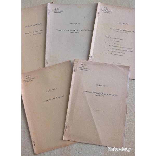 5 livrets d'instruction régimentaire du 36ème D.I et du18ème R.I