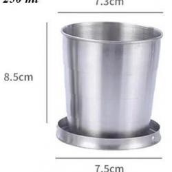 Tasses télescopiques portables moyen modèle en métal et acier inoxydable 250 ML "Camping, Randonnée,