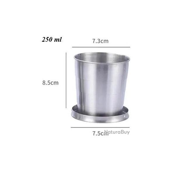 Tasses tlescopiques portables moyen modle en mtal et acier inoxydable 250 ML "Camping, Randonne,
