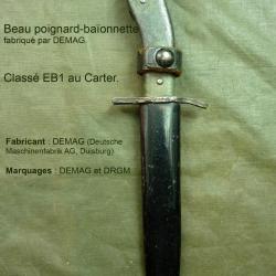 Baïonnette Allemande Demag ersatz Bajonett Grabendolch German Bayonet EB1