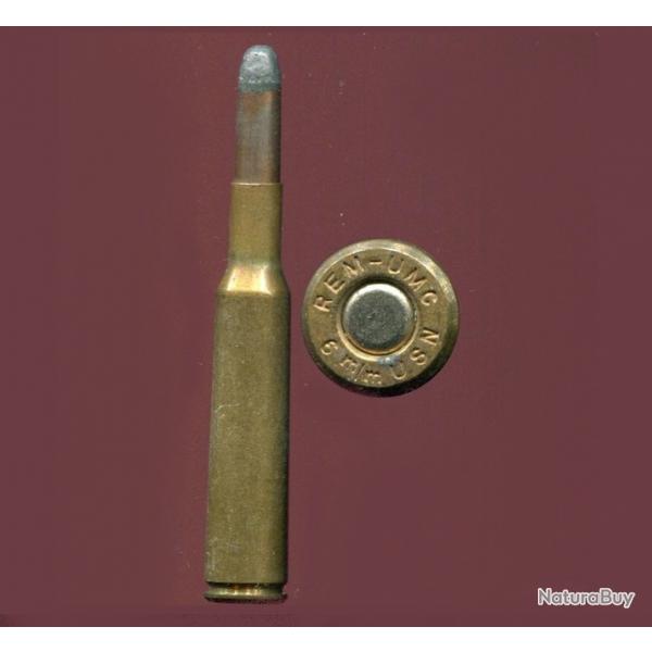 6 mm US Lee Navy - RARE calibre US - marquage : REM-UMC 6mm USN - balle cuivre pointe plomb arrondie