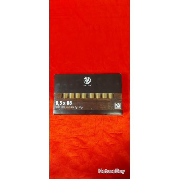Boite de 20 munitions calibre 6.5x68 ogive ks 8.2 g 127 gr
