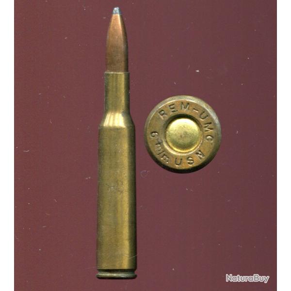 6 mm US Lee Navy - RARE calibre US - marquage : REM-UMC 6 m/m USN - balle cuivre pointue 1/2 blinde