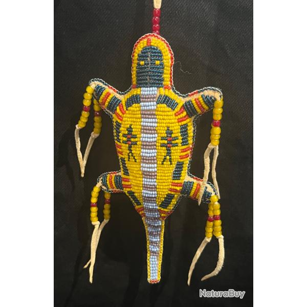 Superbe tortue perle indien des plaines, ftiche talisman cordon ombilical