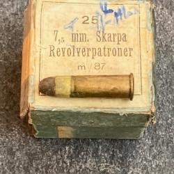 Boite originale de 25 cartouches 7.5 mm Nagant Suédois Mle 1887 - TRES RARE