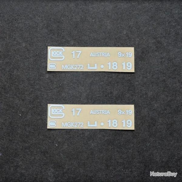 Marquage adhsif mtal Glock - Blanc x2
