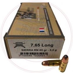 CARTOUCHE SOLOGNE 7,65 LONG FRENCH - OGIVES SIERRA RN 85 GRAINS - X20