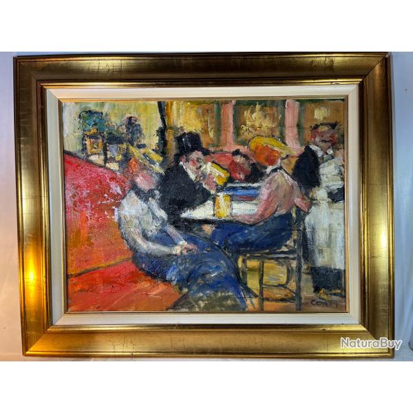 Corti Jacques scne de bar en 1900 huile sur panneau