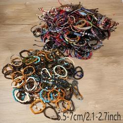 Superbes Bracelets Artisanaux Bois Textile Pendentif, Modele: 144pcs