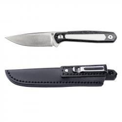 Couteau Real Steel Dex Apex Lame Acier M390 Manche Carbone & White G10 Étui Kydex RS3501FW